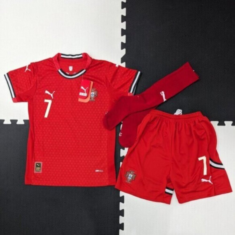 Ronaldo #7 Home Red Portugal Youth Puma Kit